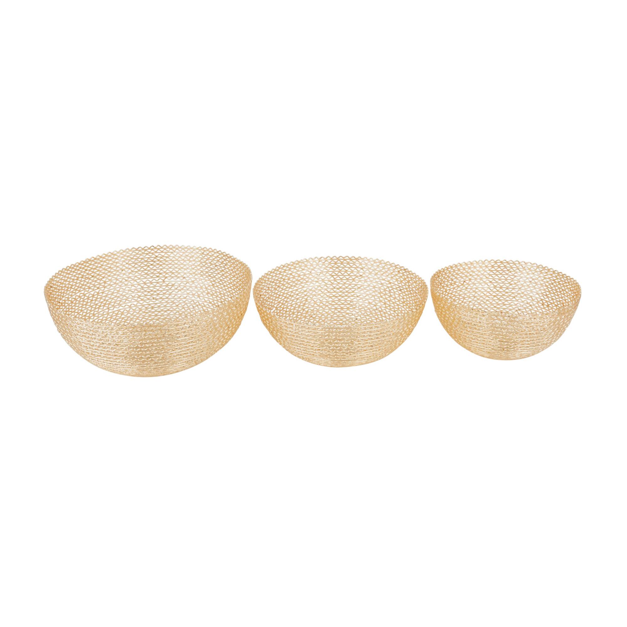 CosmoLiving by Cosmopolitan Set of 3" Gold Metal Glam Decorative Bowl, 16" x 16" x 16"